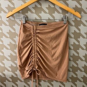 PrettyLittleThing Ruched Tan Skirt